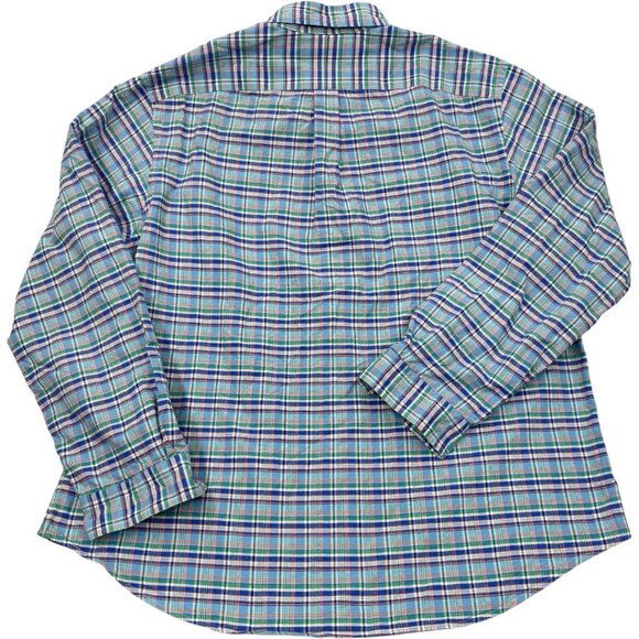 Polo Ralph Lauren Blue Green Plaid Button Long Sleeve 2XL Cotton Shirt Men's XXL - Picture 7 of 7